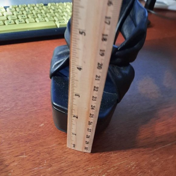 NEW ! Open Edit Platform High Block Open Toe Slip On Sandals Black Size 8 - Picture 7 of 7